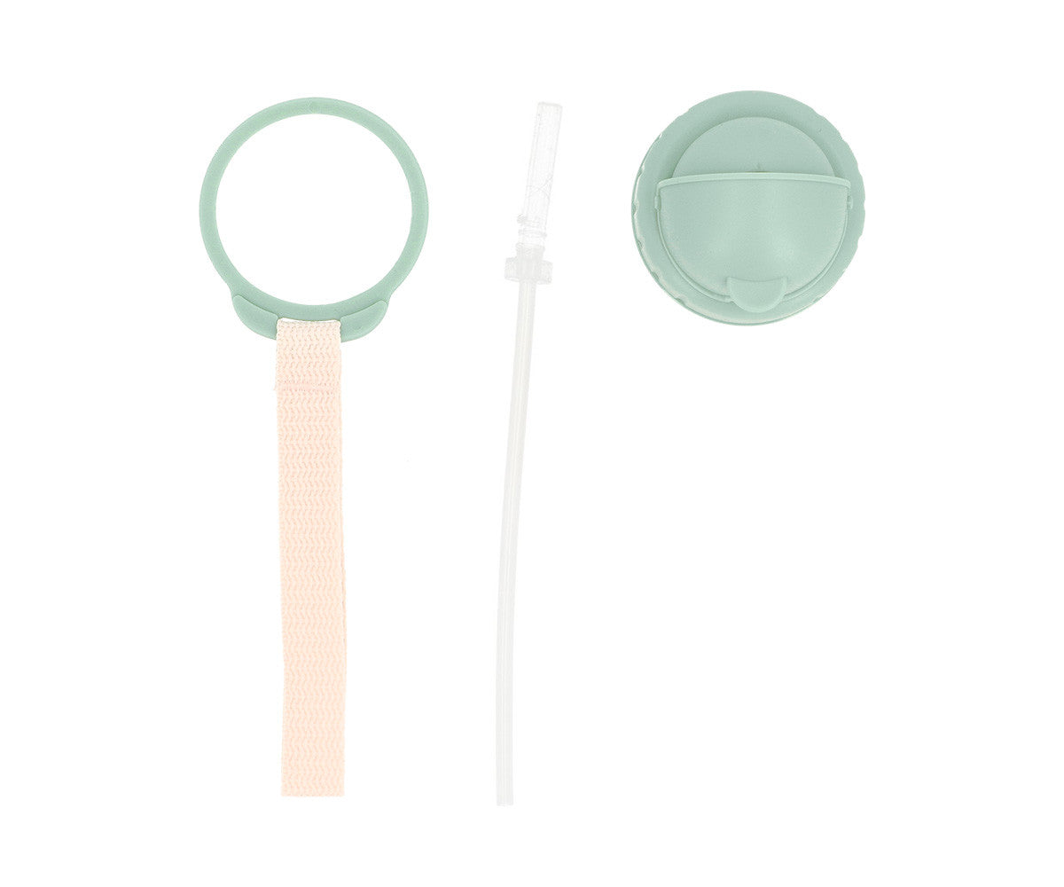 Borraccia Wooden Boy Tutete - accessori inclusi: anello porta-cordino, cannuccia silicone e tappo verde salvia