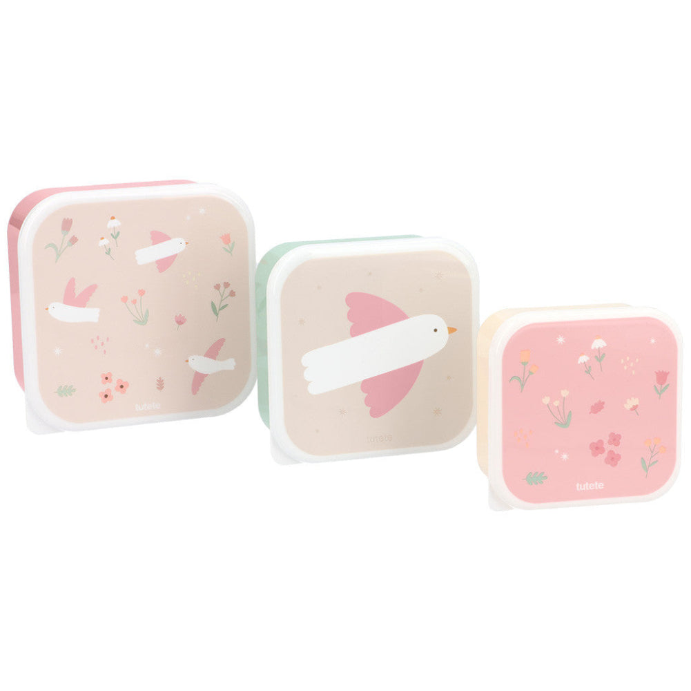 Lunch Box 3 in 1 Blossom Birds - set tre scatoline impilabili