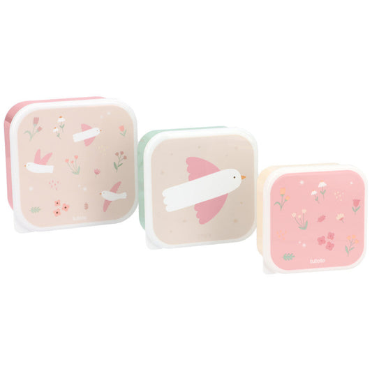 Lunch Box 3 in 1 Blossom Birds - set tre scatoline impilabili