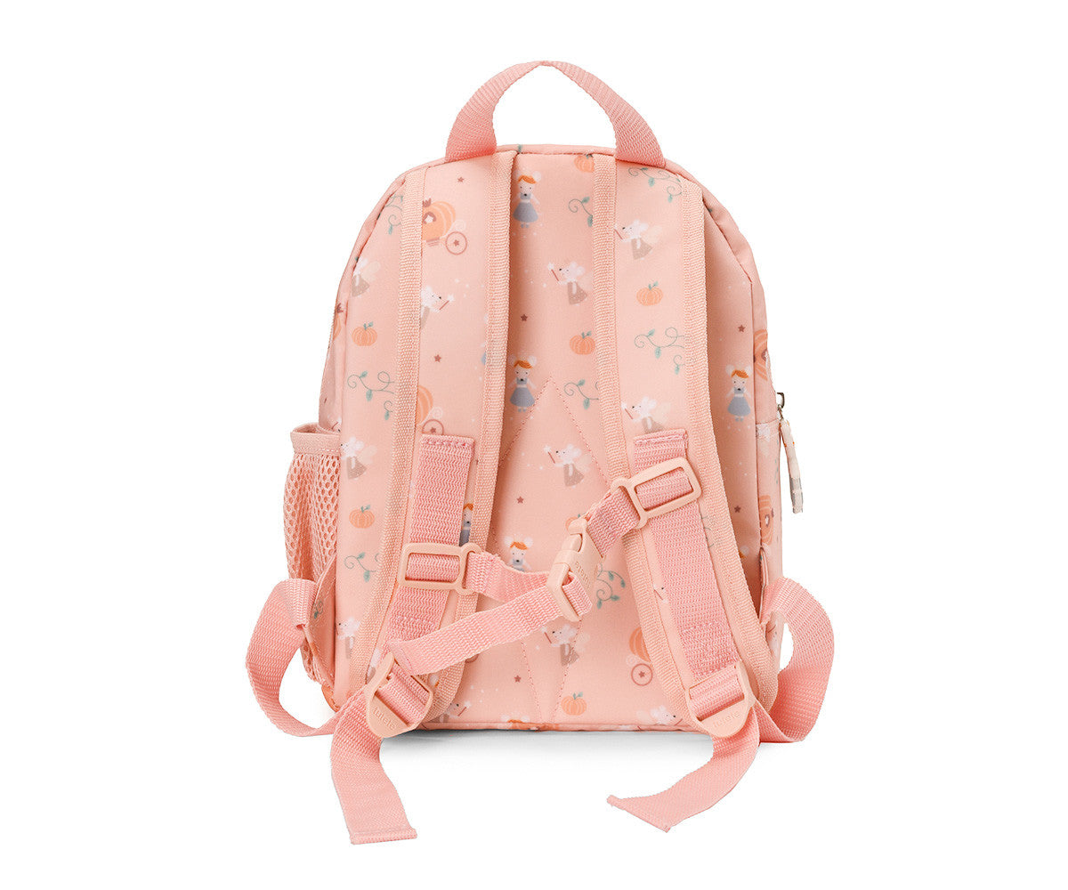 Zainetto Mouse Fairies Tutete Piccolo - vista posteriore con spallacci regolabili imbottiti rosa e clip anteriore