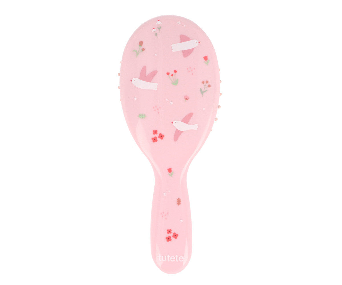 Spazzola Blossom Birds - vista frontale con fantasia uccellini e fiori
