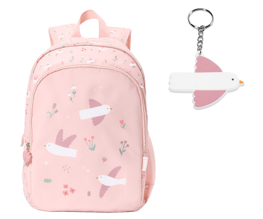 Zainetto Medio Blossom Birds + Portachiavi - set completo zaino e portachiavi uccellino