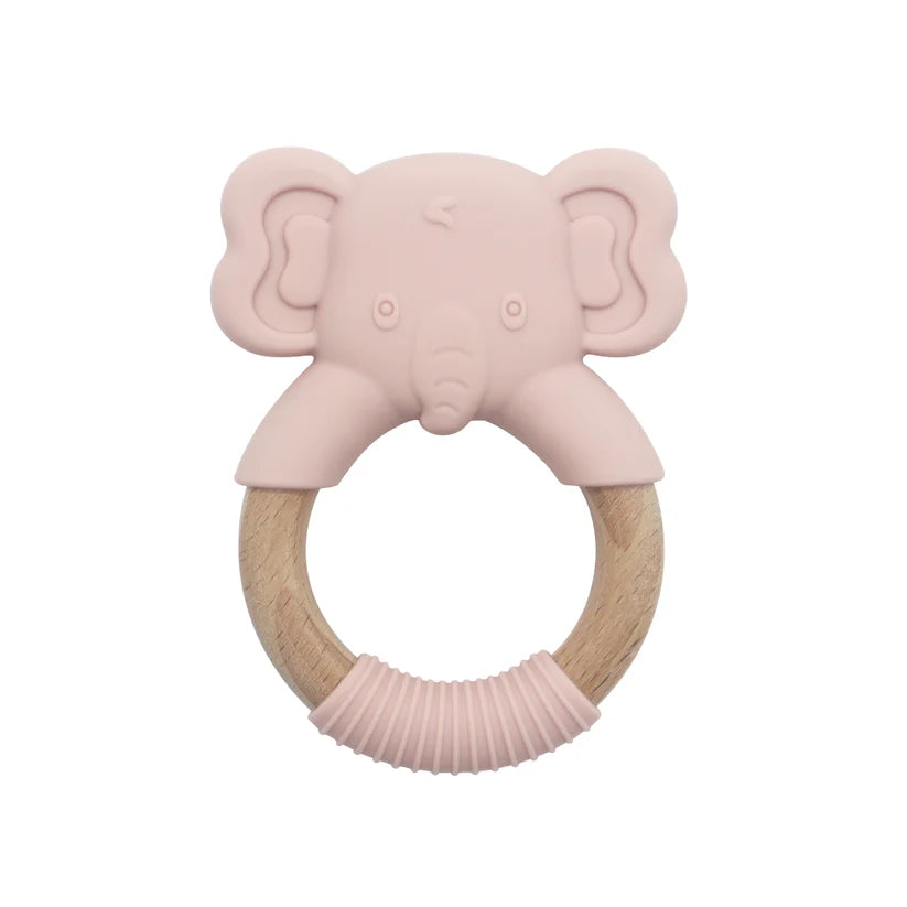 Massaggiagengive Elefante in Silicone e Legno | BPA Free per Neonati