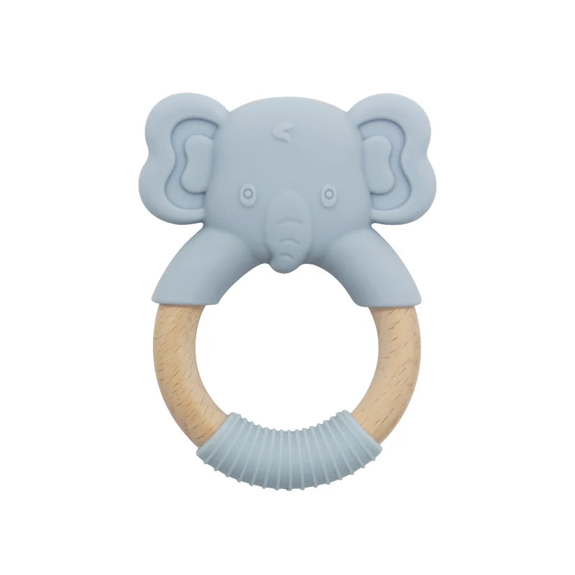 Massaggiagengive Elefante in Silicone e Legno | BPA Free per Neonati