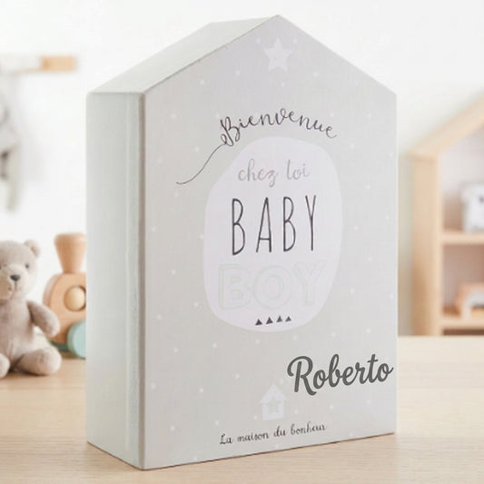 Little Bird - Scatola Ricordi Casetta Boy - 100% Anallergico - Regalo Nascita