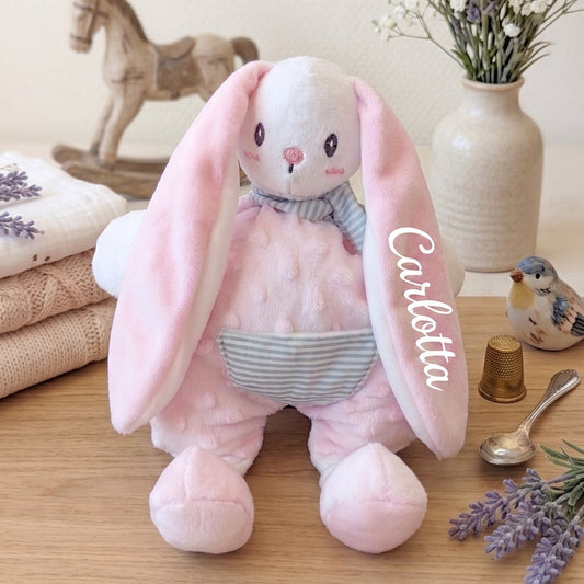 Little Bird - Doudou Coniglietto Bianco e Rosa con Sciarpa 3D - 100% Anallergico - Regalo Nascita