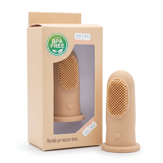 Little Bird - Spazzolino da Dito Silicone Beige - 100% BPA Free - Neonato