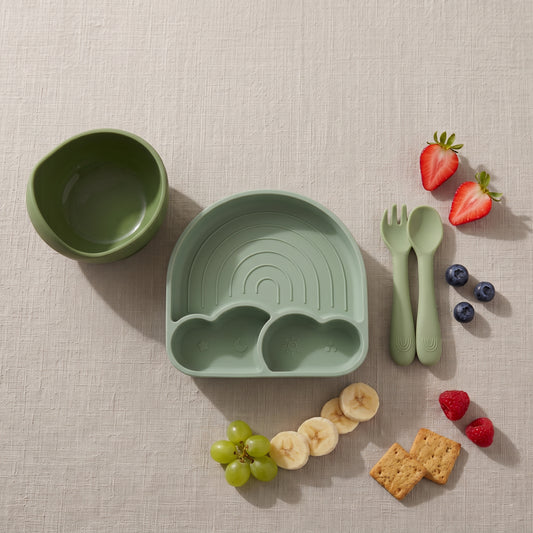 Set Pappa Svezzamento Arcobaleno Verde - 100% BPA Free - Little Bird