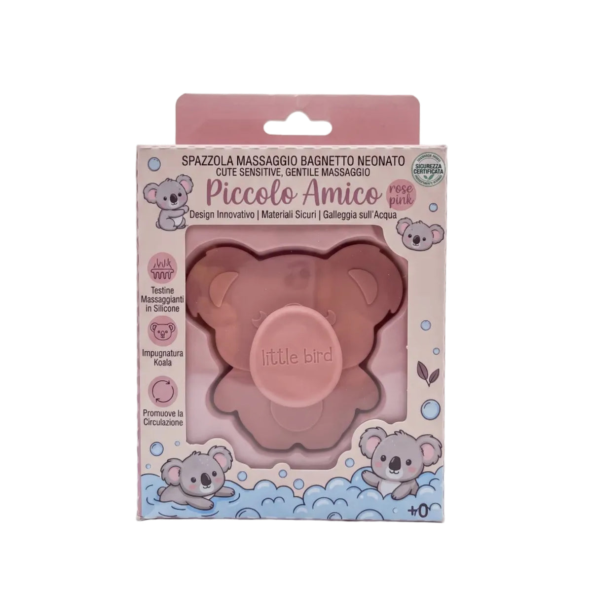 Little Bird - Spazzola Bagnetto Koala Rosa in Silicone BPA Free - Bagnetto