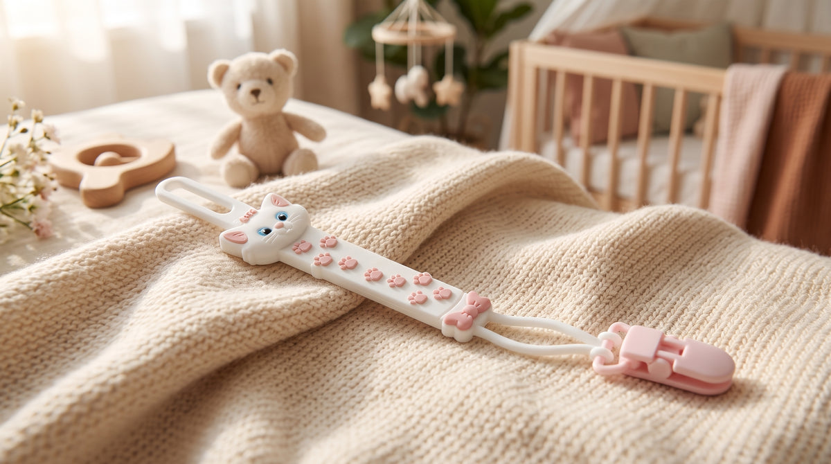 Little Bird - Attache-tétine en silicone Minnie Lilas avec clip PVC - 100% sans BPA - Nouveau-né
