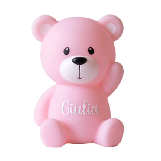 Little Bird - Luce Notturna Orsetto LED Rosa - 100% Anallergico - Regalo Nascita