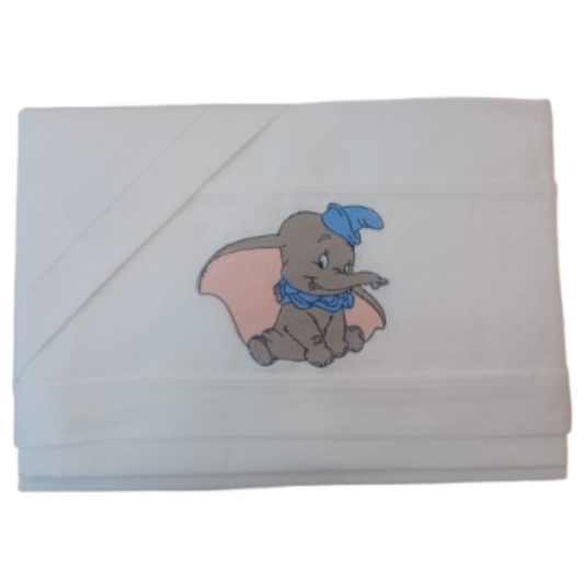 Little Bird - Lenzuolino Dumbo Personalizzabile con Nome - Cotone 100% - Carrozzina Neonato - Regalo Nascita