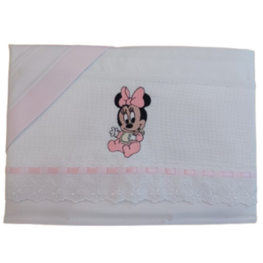 Little Bird - Lenzuolino Baby Minnie Personalizzabile con Nome - Cotone 100% - Carrozzina Neonato - Regalo Nascita