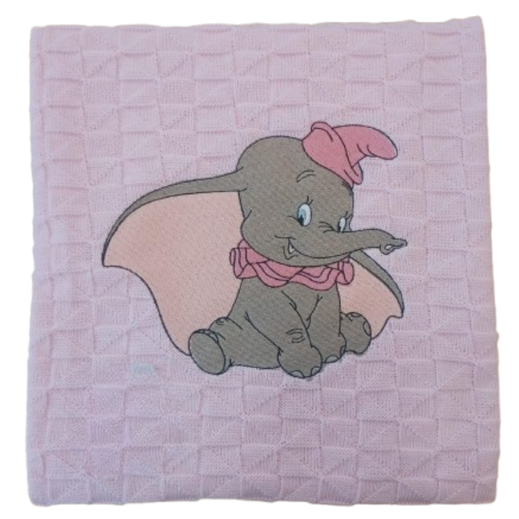 Little Bird - Copertina in Filo Dumbo Femminuccia Personalizzata con Nome - Cotone Naturale - Culla Carrozzina Scialletto - Regalo Nascita