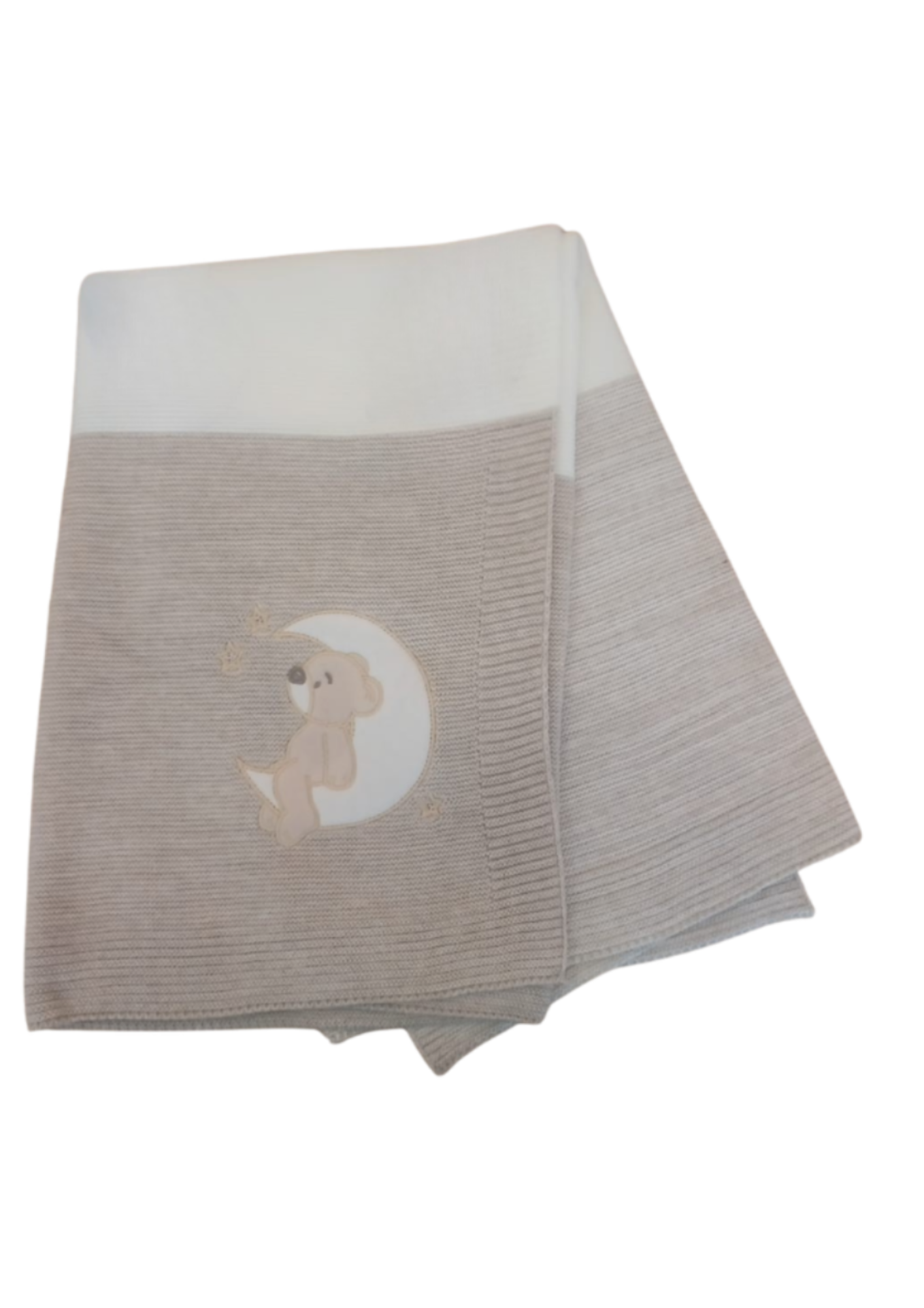 Little Bird - Copertina Neonato Orsetto sulla Luna Beige Avorio - Personalizzabile con Nome - Regalo Nascita