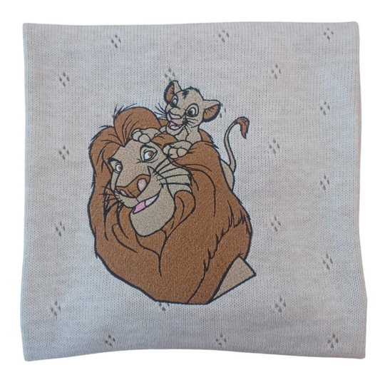 Little Bird - Copertina Neonato Ricamata Papà Re Leone e Simba - Personalizzabile con Nome - Regalo Nascita