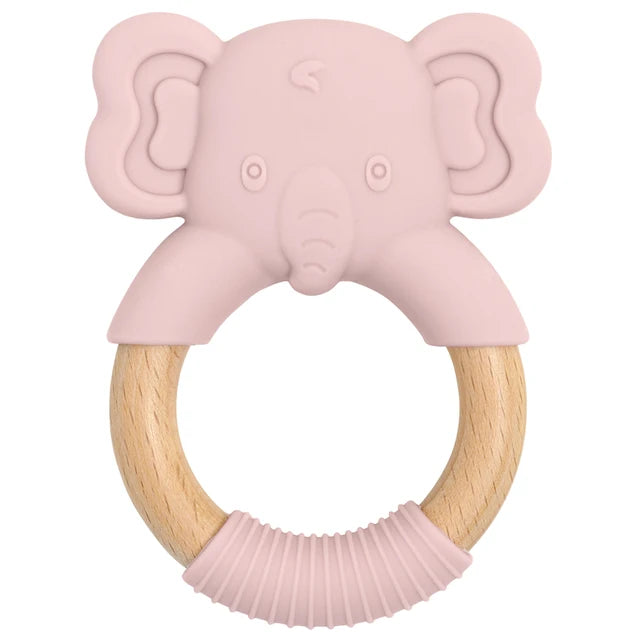 Massaggiagengive Elefante in Silicone e Legno | BPA Free per Neonati