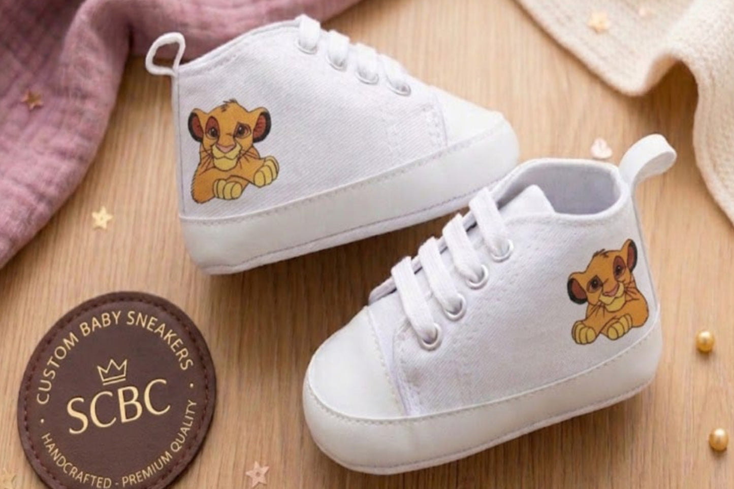 Little Bird - Chaussons de Berceau Simba - Personnalisables 0-6 Mois