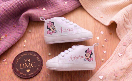 Scarpine Culla Baby Minnie Sdraiata - Personalizzabili con Nome - Idea Regalo - Little Bird