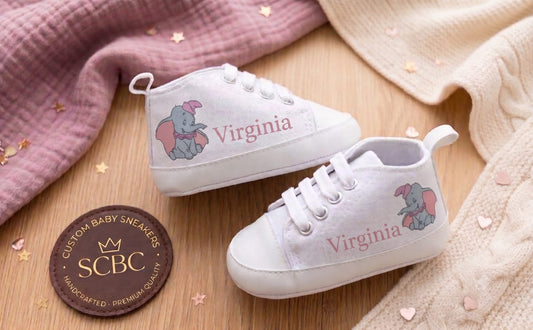 Scarpine Culla Dumbo Femminuccia - Personalizzabili con Nome - Idea Regalo - Little Bird