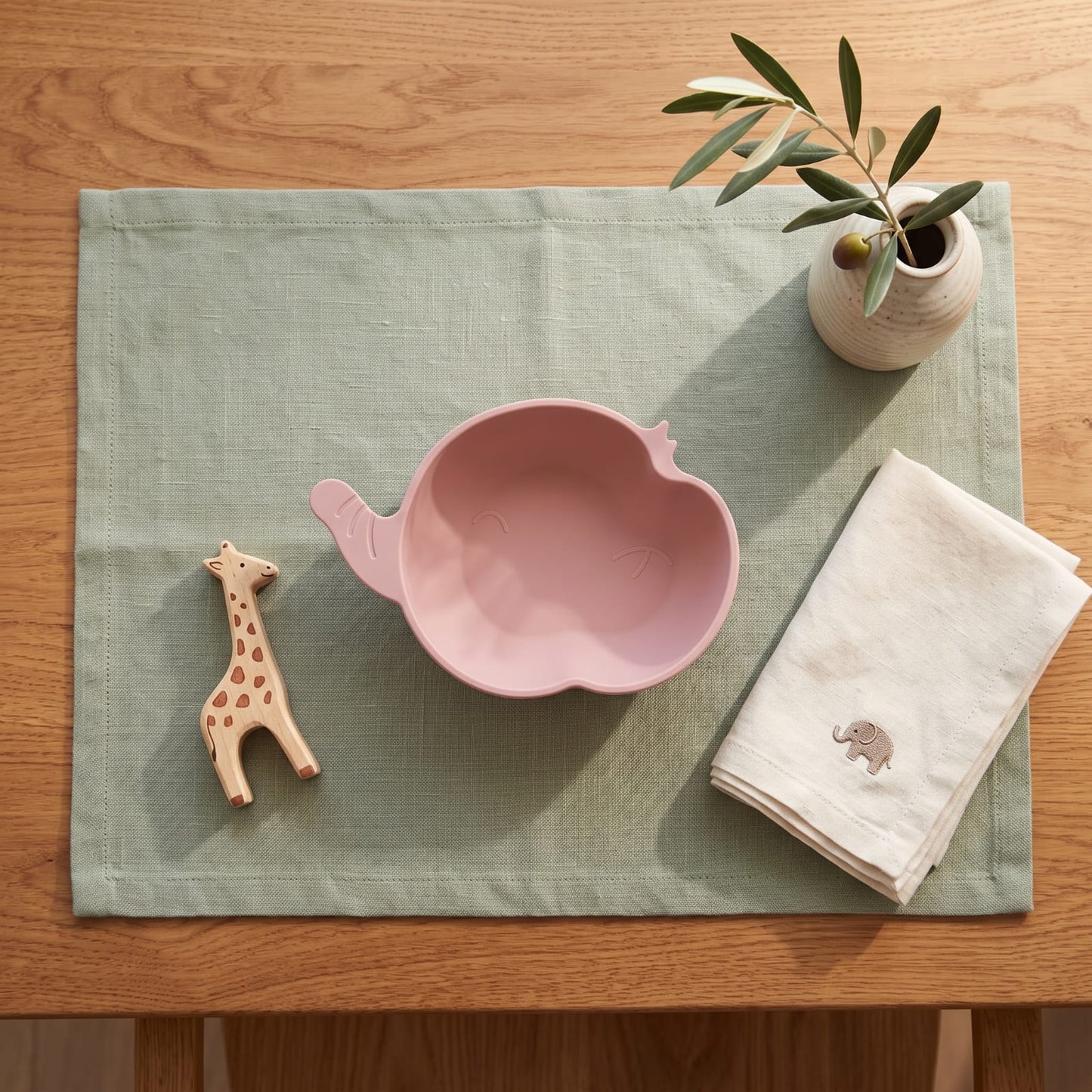 Set Pappa Svezzamento Elefante Rosa - 100% BPA Free - Idea Regalo Prima Pappa - Little Bird