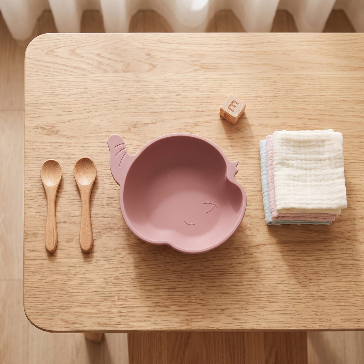 Set Pappa Svezzamento Elefante Rosa - 100% BPA Free - Idea Regalo Prima Pappa - Little Bird