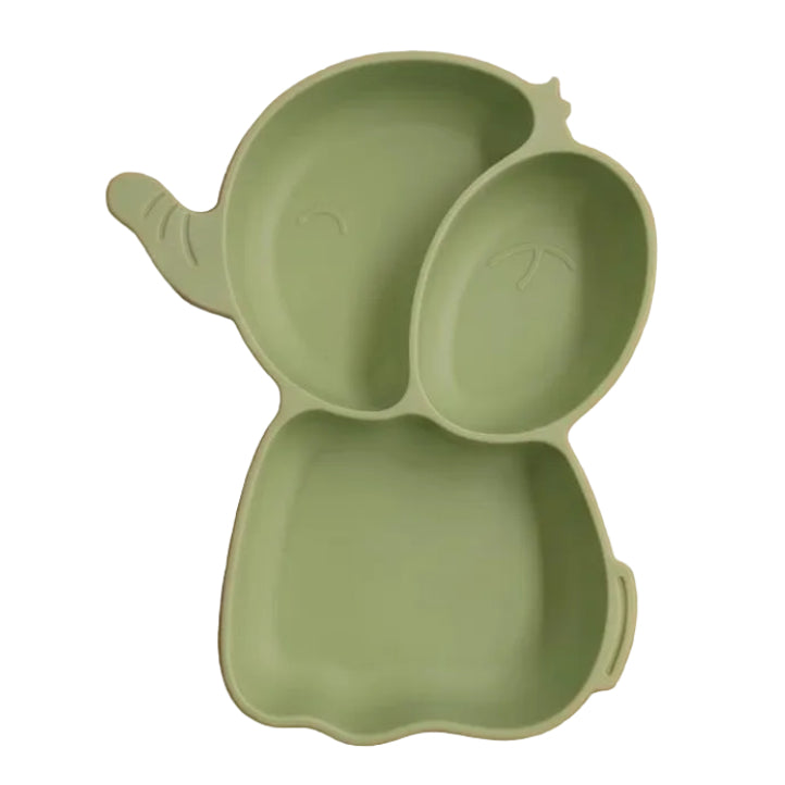Little Bird - Piatto Silicone Elefante Olive Green - 100% BPA Free - Neonato