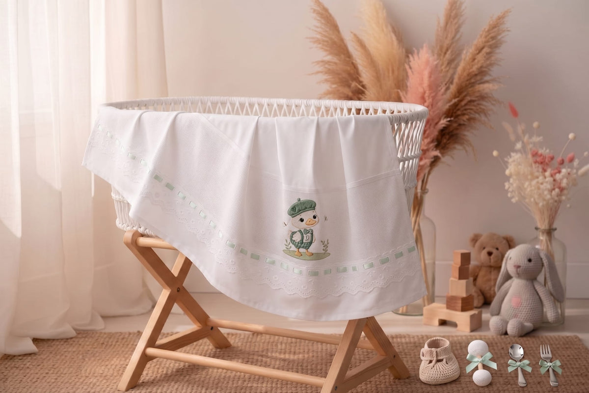 Little Bird - Lenzuolino Paperotto Personalizzabile con Nome - Cotone 100% - Carrozzina Neonato - Regalo Nascita