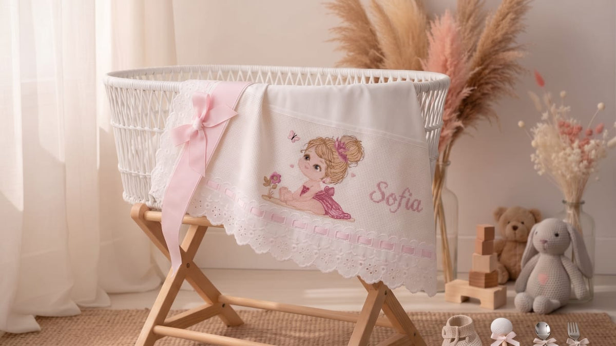 Little Bird - Lenzuolino Principessa Personalizzabile con Nome - Cotone 100% - Carrozzina o Culla Neonato - Regalo Nascita