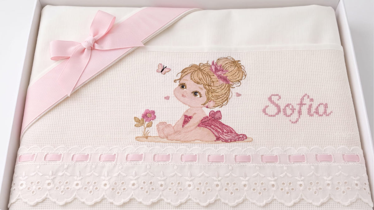 Little Bird - Lenzuolino Principessa Personalizzabile con Nome - Cotone 100% - Carrozzina o Culla Neonato - Regalo Nascita