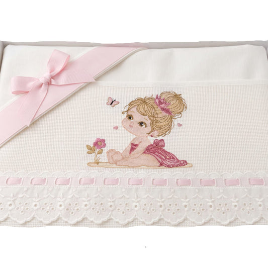 Little Bird - Drap Housse Lapin Personnalisable avec Prénom - 100% Coton - Landau Bébé - Cadeau Naissance