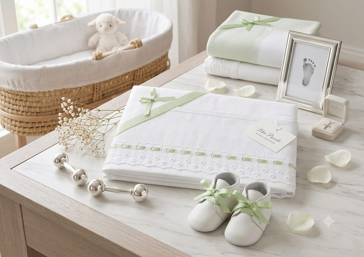 Little Bird - Drap Housse pour Berceau Rose Dentelle Broderie Anglaise Personnalisable avec Prénom - 100% Coton - Berceau Bébé - Cadeau de Naissance