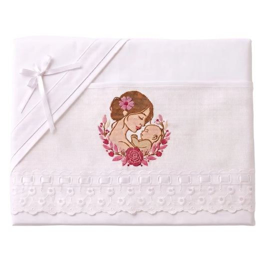 Little Bird - Drap Housse Bébé Canards sur Arc-en-ciel Personnalisable avec Prénom - 100% Coton - Landau Bébé - Cadeau de Naissance