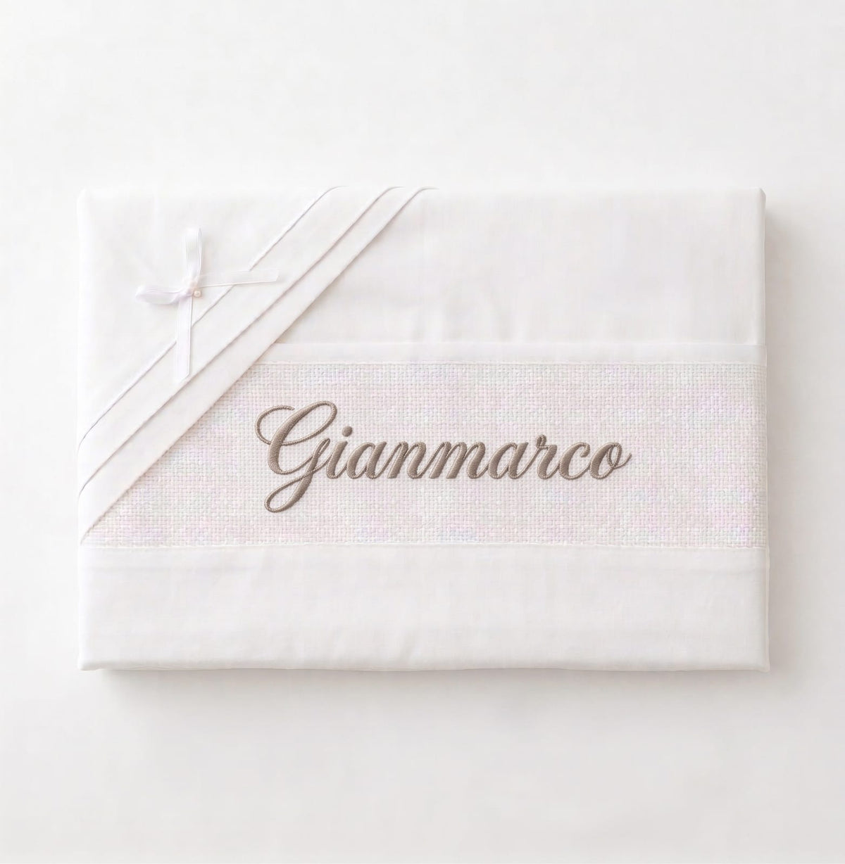 Little Bird - Lenzuolino Bianco Personalizzabile con Nome - Cotone 100% - Carrozzina o Culla Neonato - Regalo Nascita