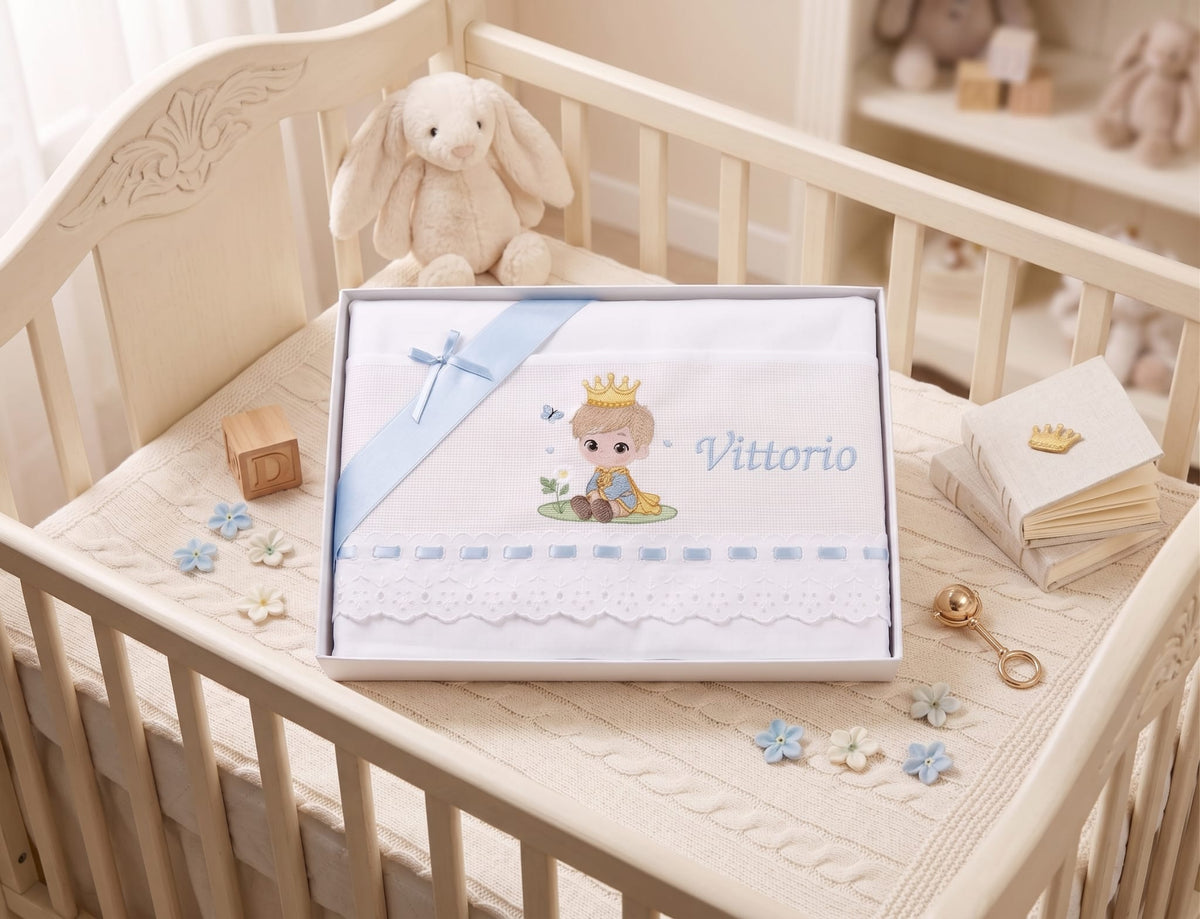 Little Bird - Drap Housse Lapin Personnalisable avec Prénom - 100% Coton - Landau Bébé - Cadeau Naissance