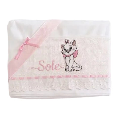 Little Bird - Drap Housse Lapin Personnalisable avec Prénom - 100% Coton - Landau Bébé - Cadeau Naissance