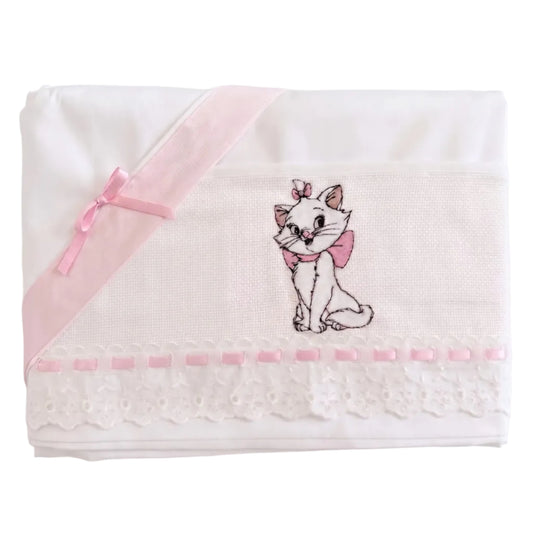 Little Bird - Drap Housse Lapin Personnalisable avec Prénom - 100% Coton - Landau Bébé - Cadeau Naissance