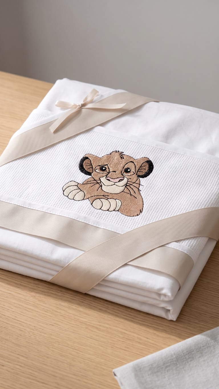 Little Bird - Drap-housse Simba Personnalisable avec Prénom - 100% Coton - Landau Bébé - Cadeau de Naissance