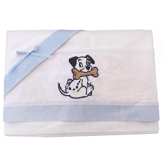 Little Bird - Draps-housse personnalisables dalmatien avec prénom - 100% Coton - Landau bébé - Cadeau de naissance