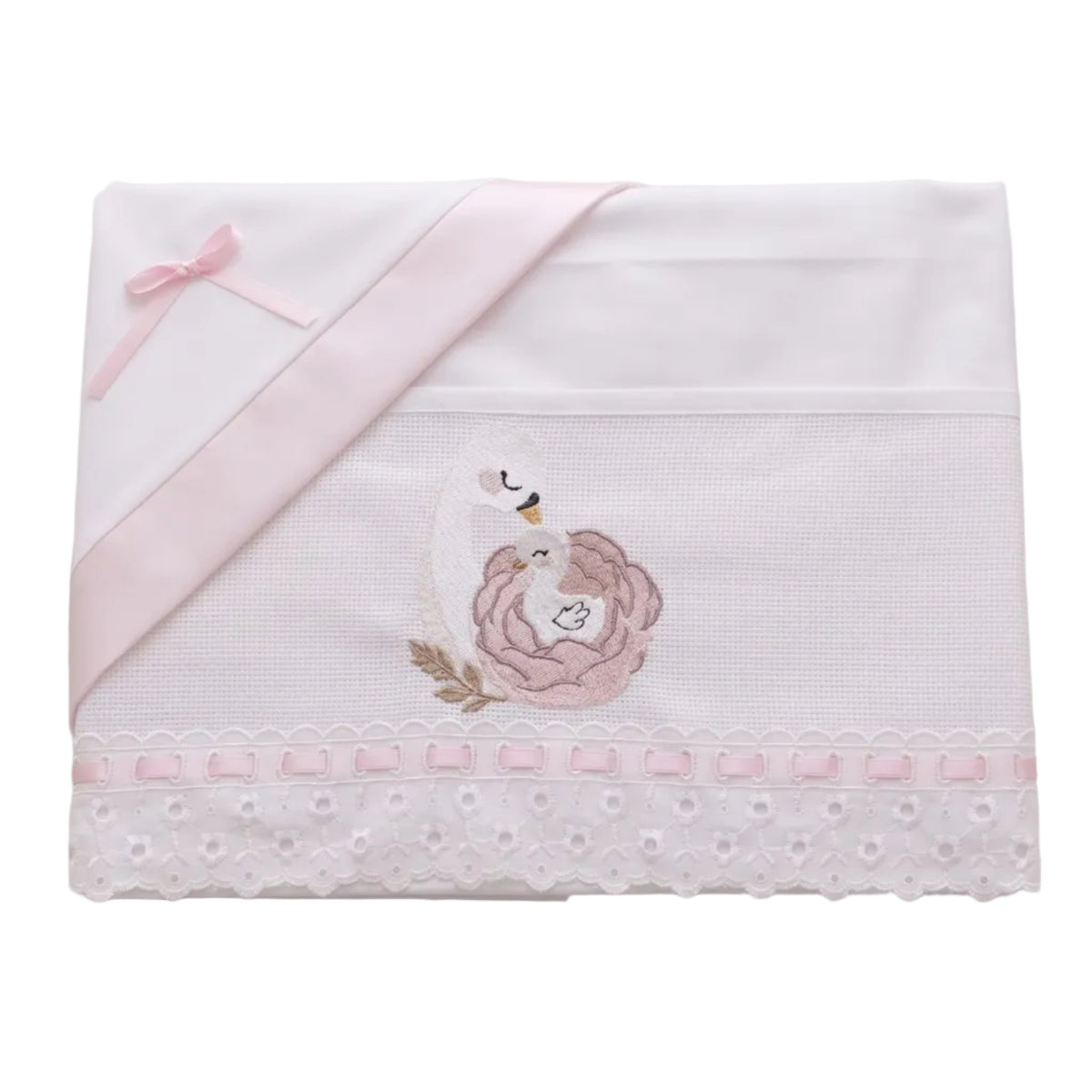 Little Bird - Drap Housse Lapin Personnalisable avec Prénom - 100% Coton - Landau Bébé - Cadeau Naissance