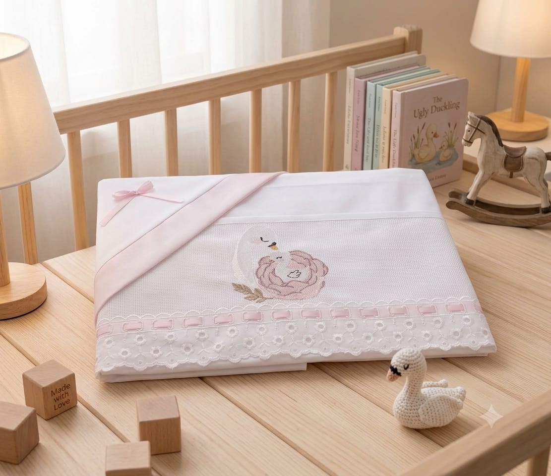 Little Bird - Drap Housse Lapin Personnalisable avec Prénom - 100% Coton - Landau Bébé - Cadeau Naissance