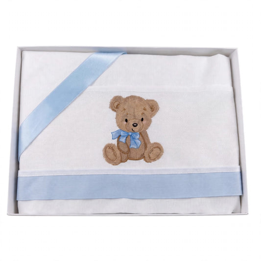 Little Bird - Lenzuolino Orsetto Personalizzabile con Nome - Cotone 100% - Carrozzina o Culla Neonato - Regalo Nascita
