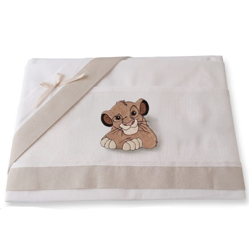 Little Bird - Drap-housse Simba Personnalisable avec Prénom - 100% Coton - Landau Bébé - Cadeau de Naissance