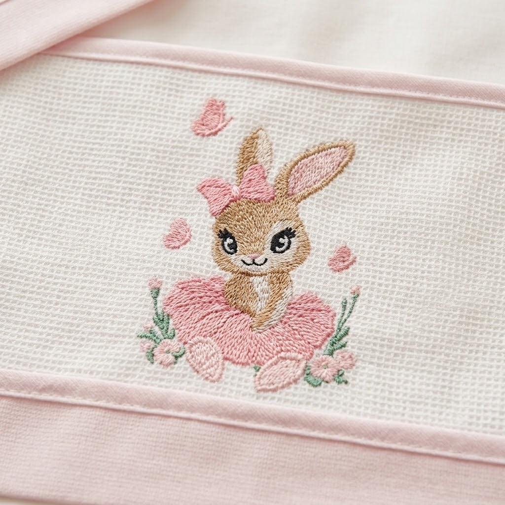 Little Bird - Drap Housse Lapin Personnalisable avec Prénom - 100% Coton - Landau Bébé - Cadeau Naissance