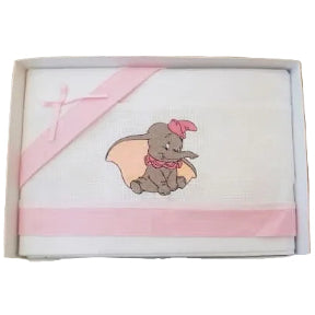 Little Bird - Drap housse Dumbo Fille Personnalisable avec Prénom - 100% Coton - Landau Bébé - Cadeau Naissance