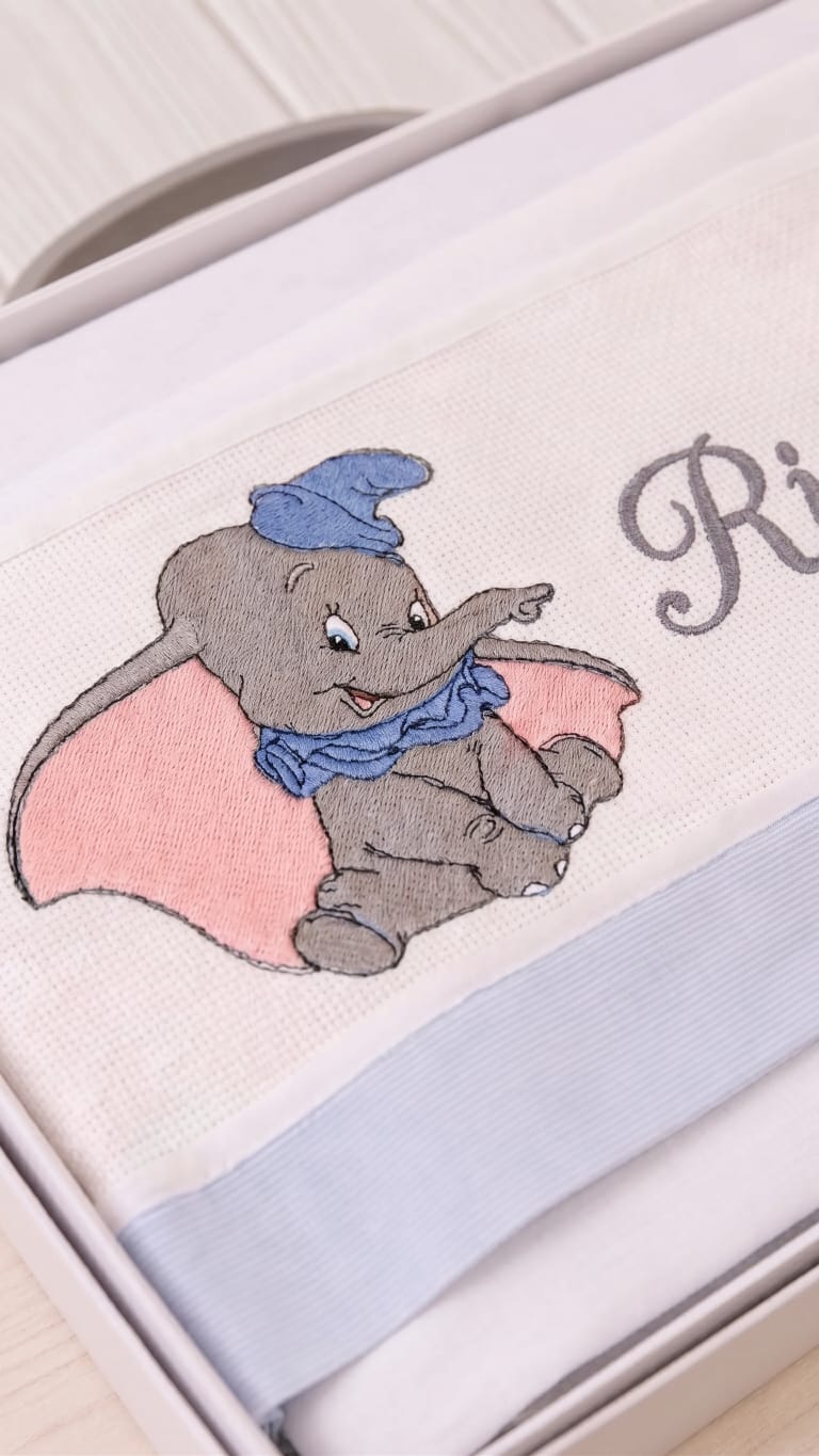 Little Bird - Draps de lit Dumbo personnalisables avec prénom - 100% coton - Landau bébé - Cadeau de naissance