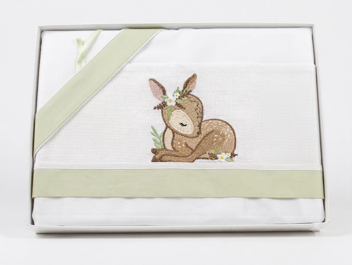 Little Bird - Drap-housse Bambi Personnalisable avec Prénom - 100% Coton - Landau Bébé - Cadeau de Naissance