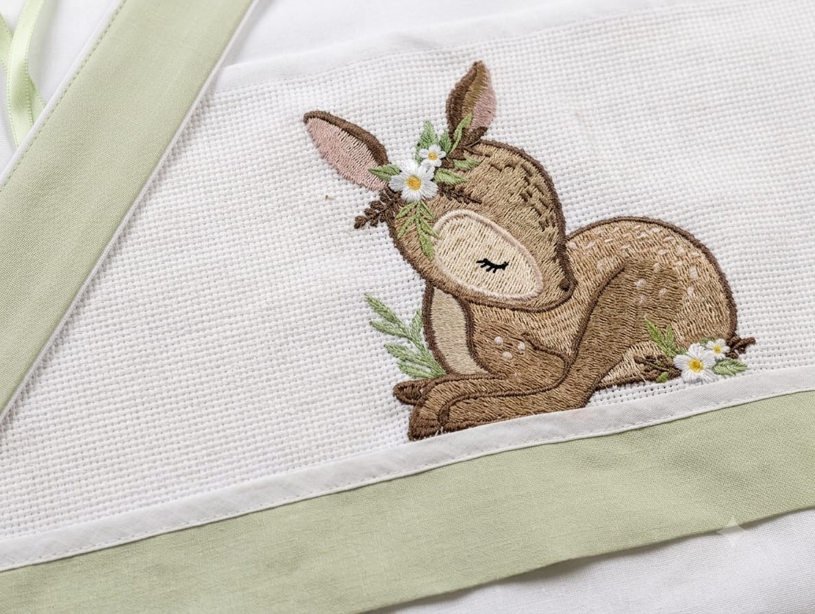 Little Bird - Drap-housse Bambi Personnalisable avec Prénom - 100% Coton - Landau Bébé - Cadeau de Naissance