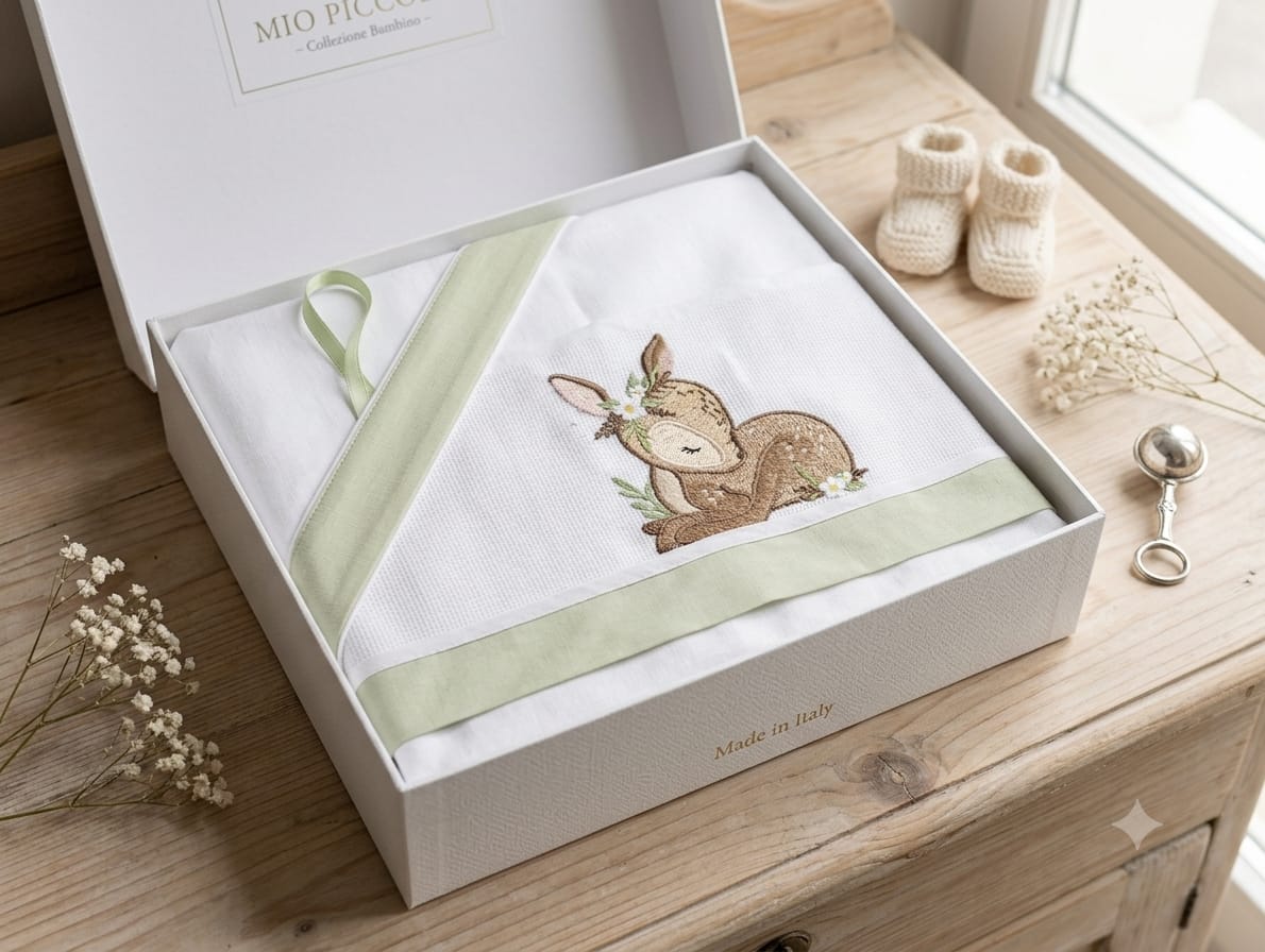 Little Bird - Drap-housse Bambi Personnalisable avec Prénom - 100% Coton - Landau Bébé - Cadeau de Naissance