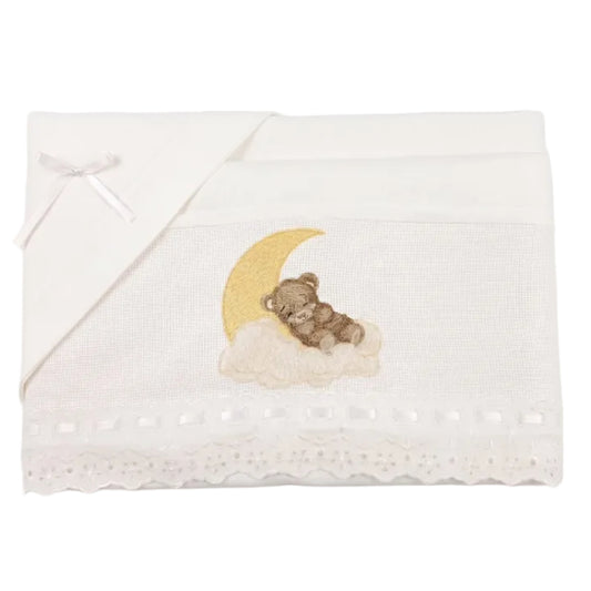 Little Bird - Drap Housse Bébé Canards sur Arc-en-ciel Personnalisable avec Prénom - 100% Coton - Landau Bébé - Cadeau de Naissance